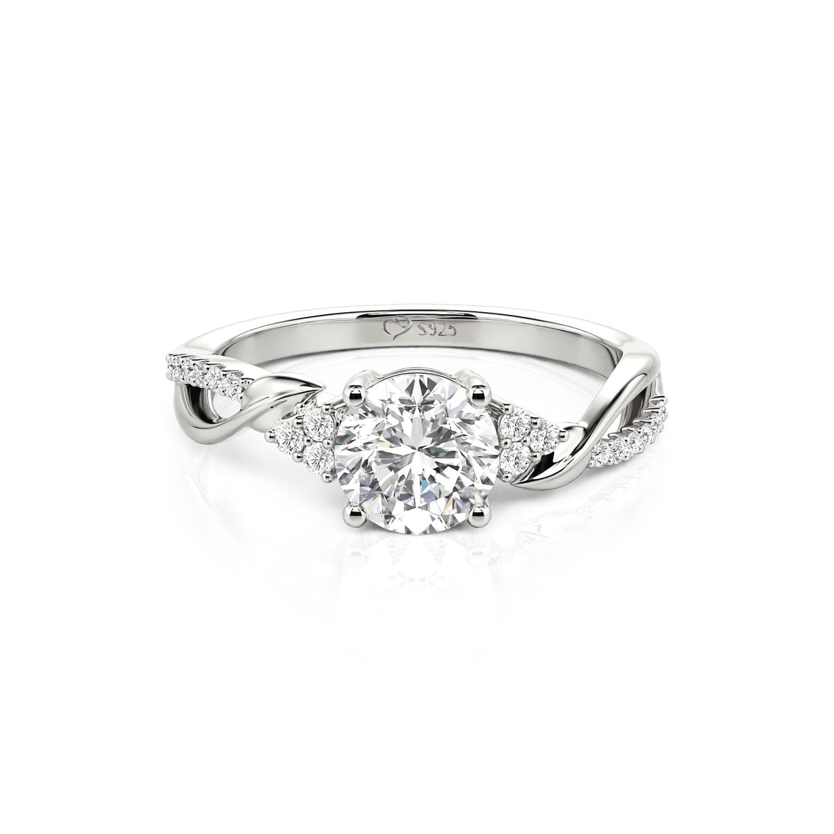 Jeulia Twist Vine Cluster Round Cut Engagement Ring