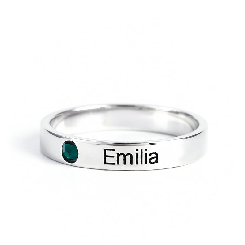 Personalized Birthstone Stackable Rings in Sterling Silver