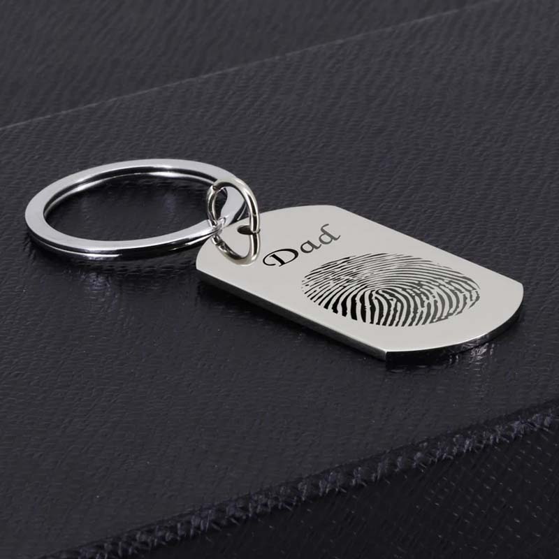 Custom Round Name Fingerprint Keychain