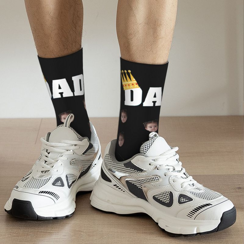 "King Dad" Personalized Face Socks The Best Father's Day Gift