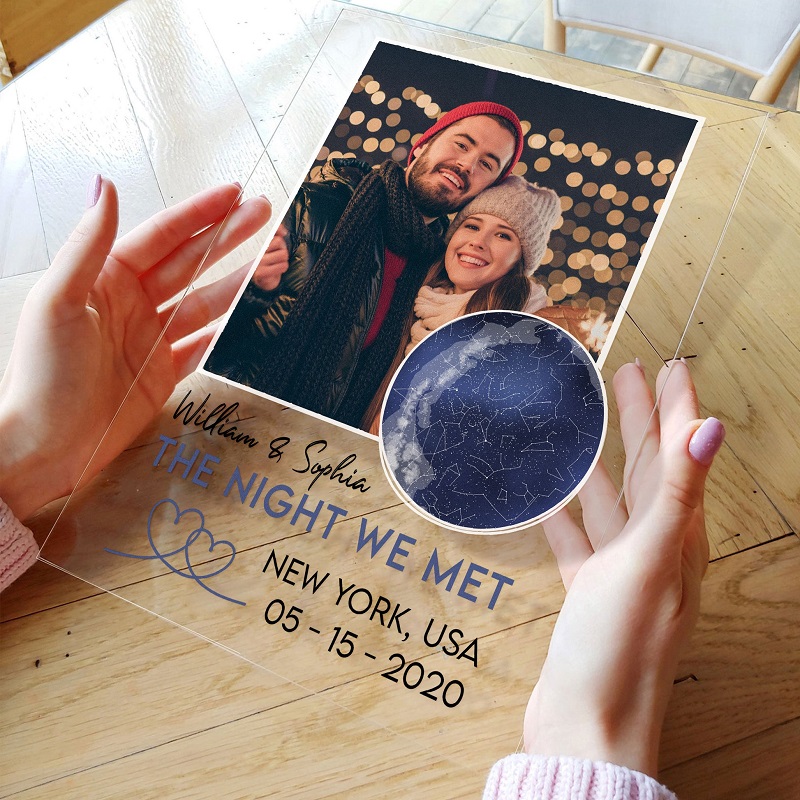 オリジナル 名入れ 日付 スターマップ 星地図 アクリル プレート 初デート記念日