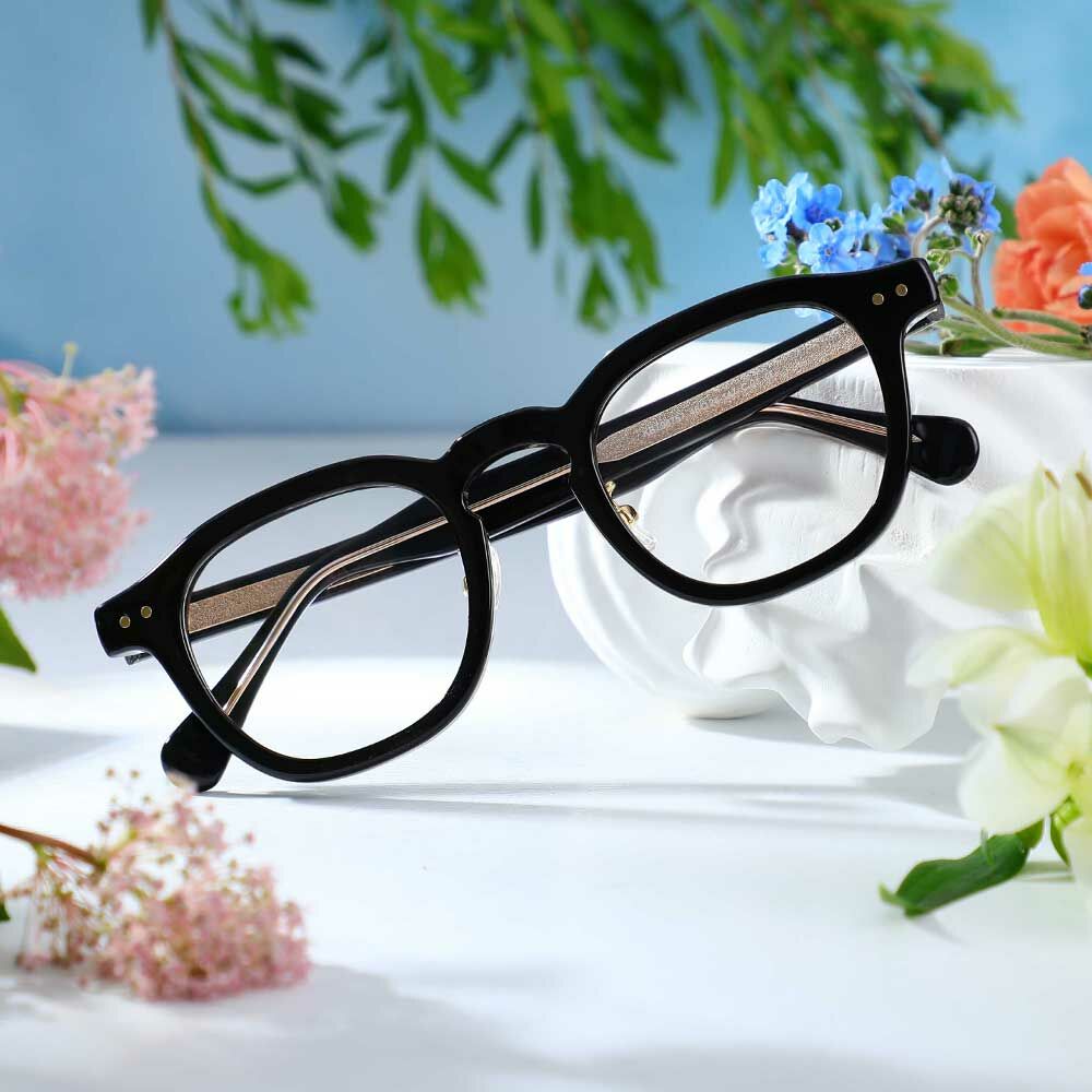 Burnell Quadratische Schwarze Brille