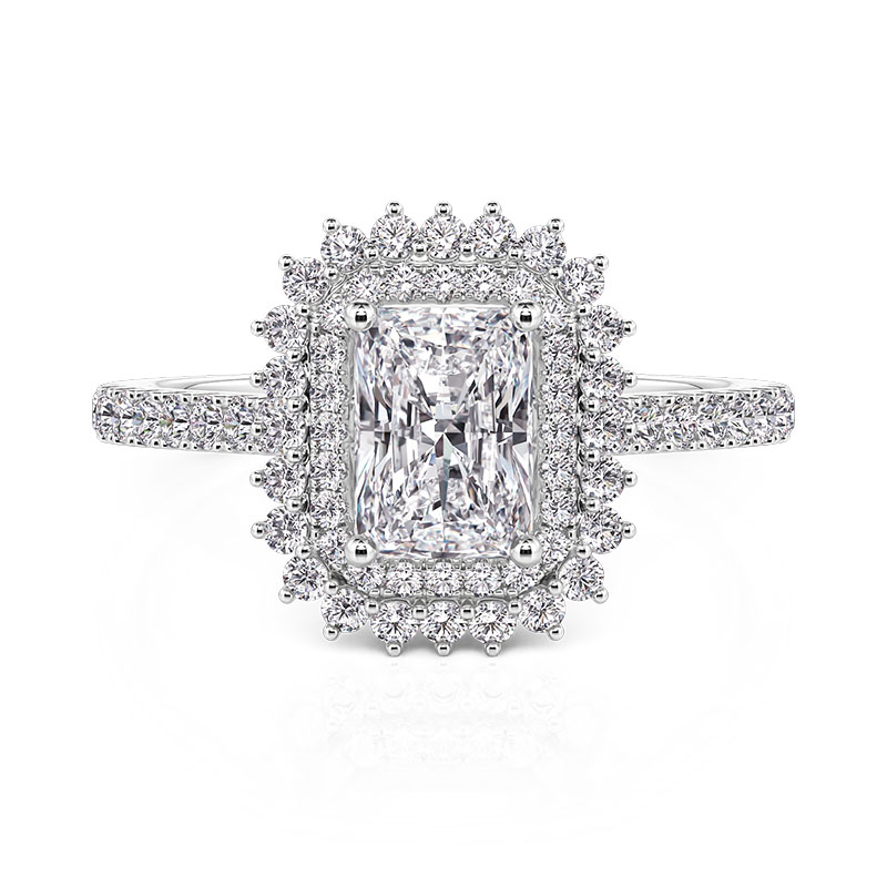 Jeulia Double Halo Radiant Cut Engagement Ring