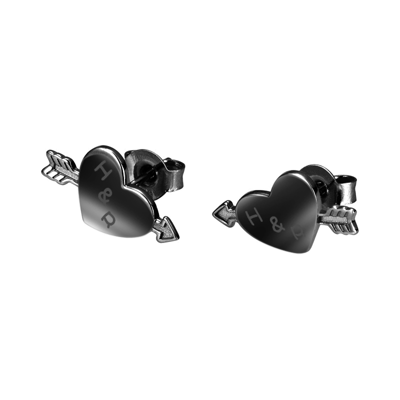 ハート イニシャル スタッド ピアス 両耳用