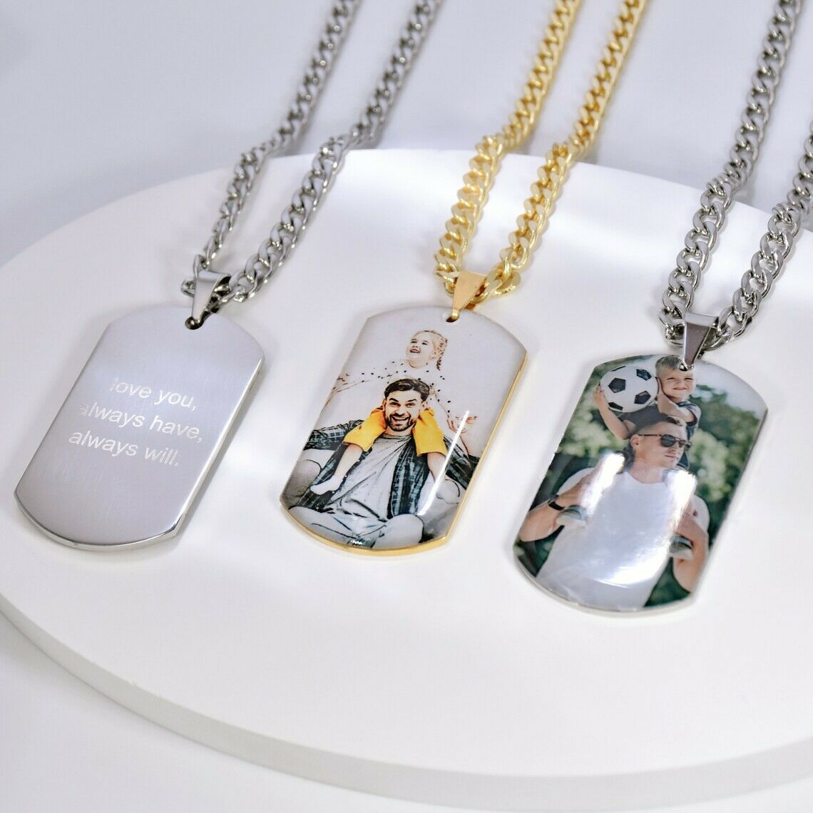 Personalized Dog Tag Necklace Customized Photo Warm Gift for Dad