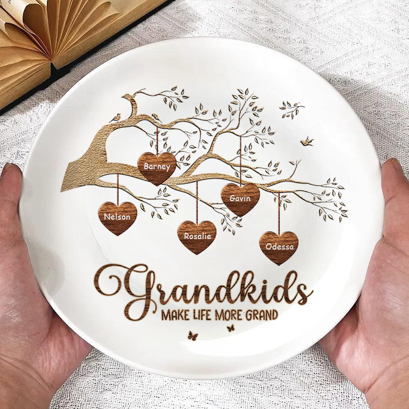Personalized Family Tree Plate with Custom Name Wonderful Gift for Grandparents