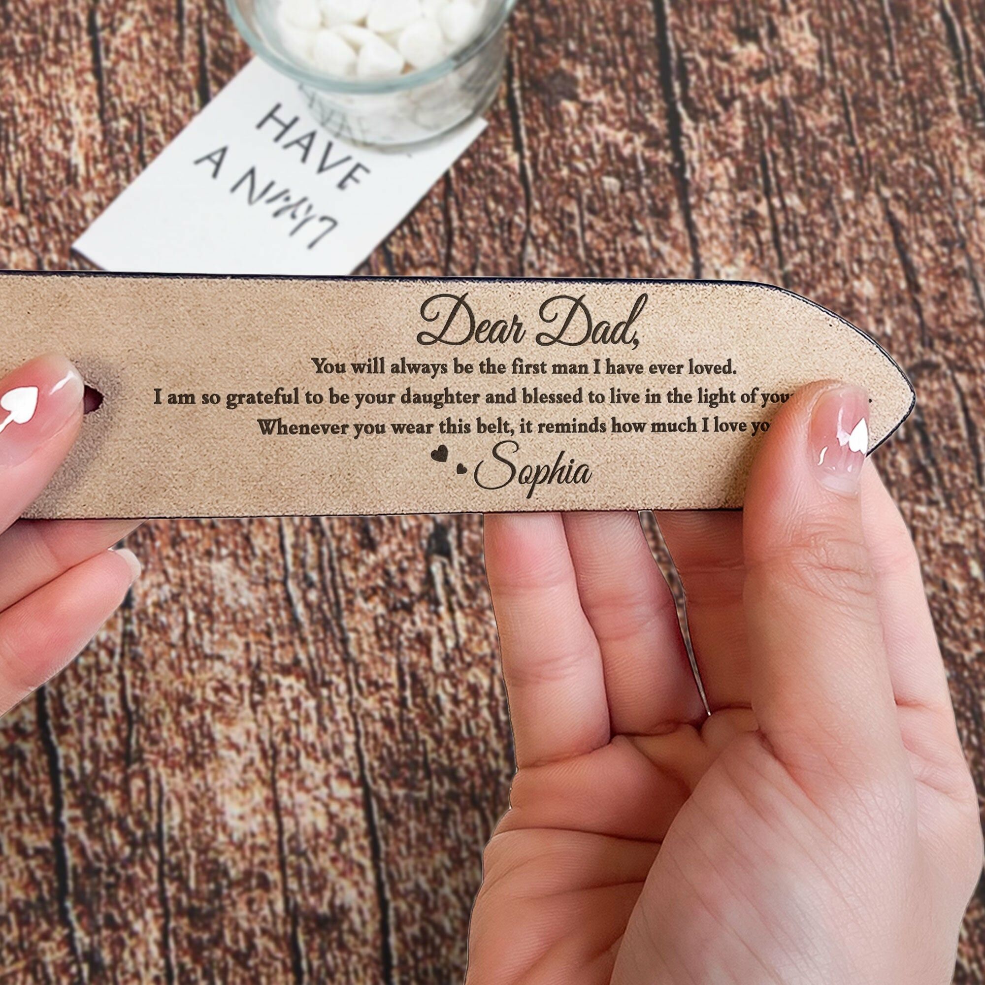 Personalized Leather Belt Customized Name Wedding Bride Thank You Gift for Dad