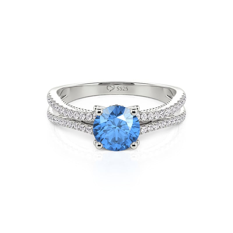Jeulia Custom Birthstone Promise Ring Split Shank Pavé