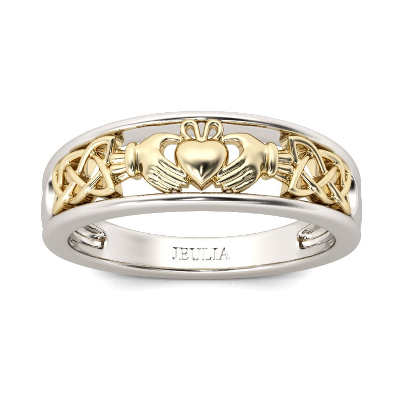 Two Tone Sterling Silver Claddagh Wedding Band for Women