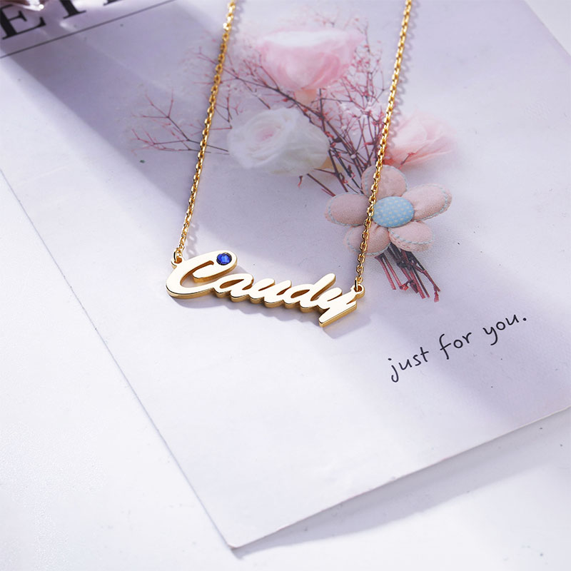 誕生石付き ネーム ネックレス