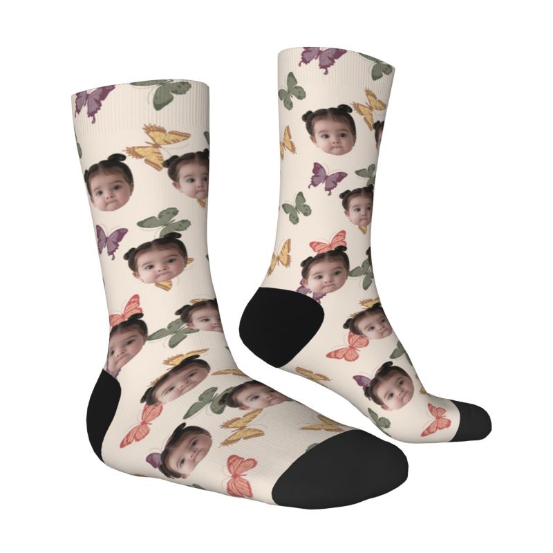 Chaussettes à visages personnalisées imprimées en 3D avec des photos d'enfants Cadeau pour maman