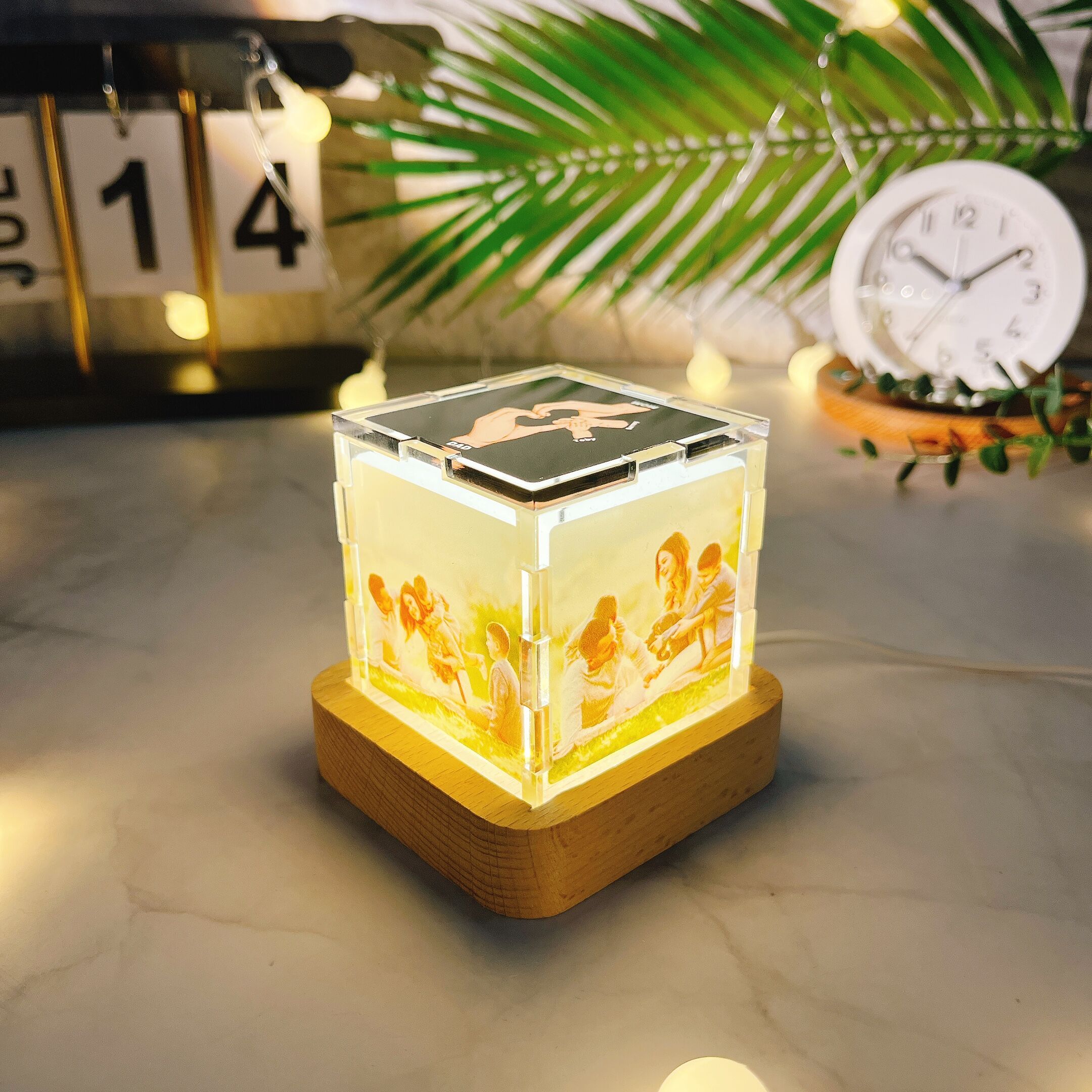 Personalized Photo Acrylic Magic Cube Light with Custom Name Best Gift for Father