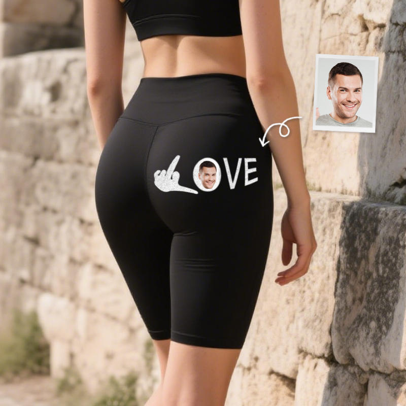 Personalized Biker Leggings My Love Custom Head Photo Attractive Gift for Valentine's Day
