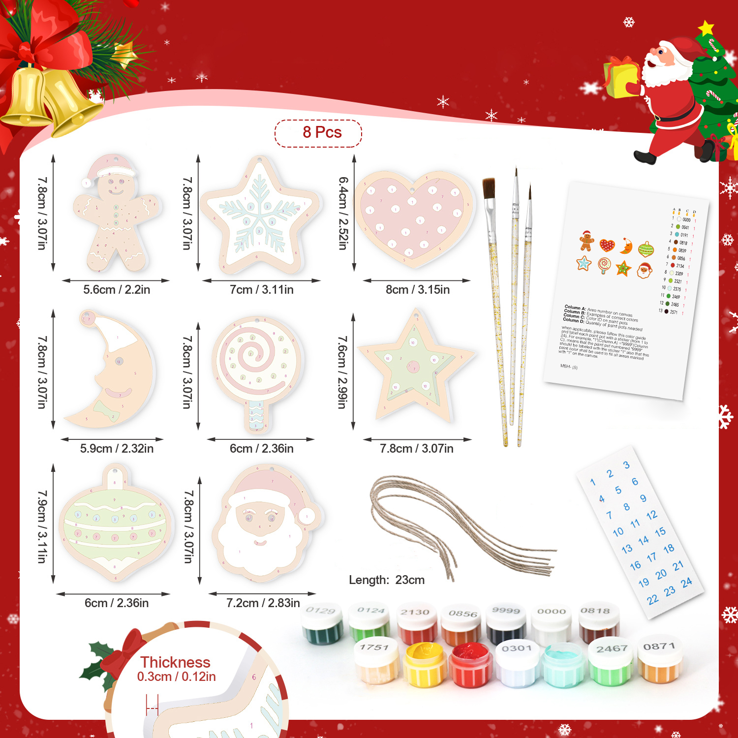 DIY Paint-by-Numbers Christmas Ornament Set Beautiful Gift for Family
