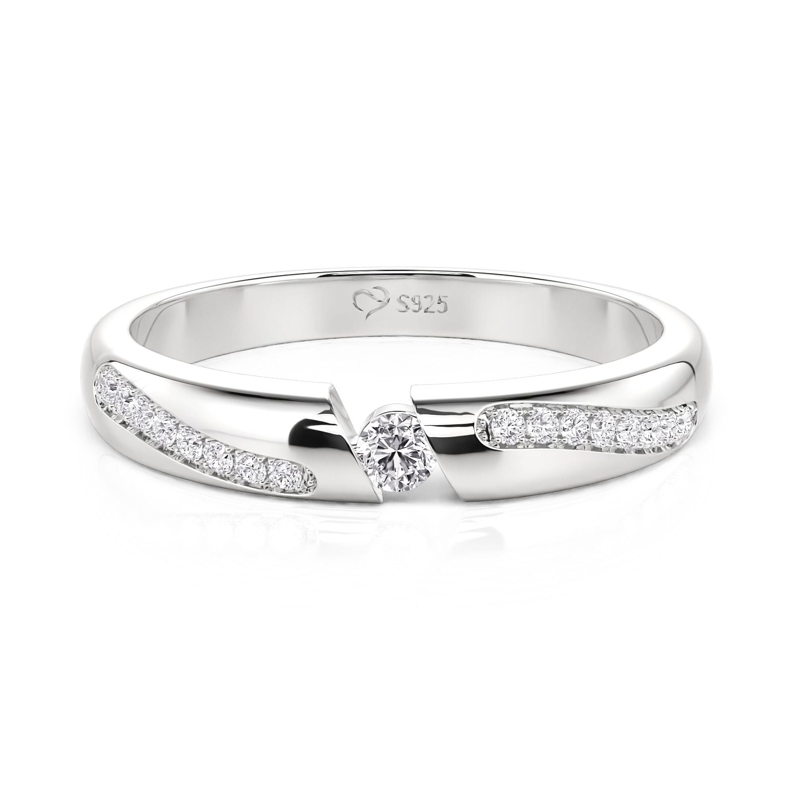 Jeulia Classic Diagonal Pave Wedding Band for Women