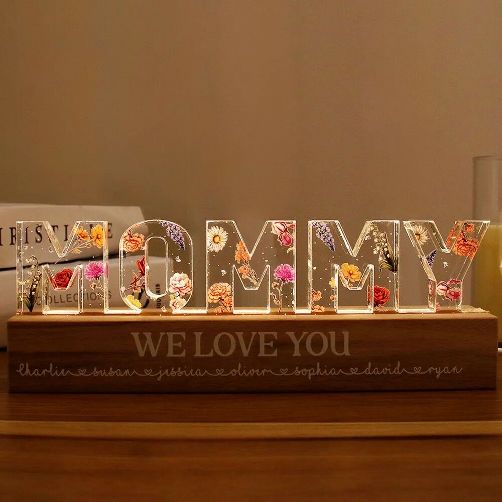 Personalized Letter Lights With Birthday Flowers Warm Mother's Day Gift