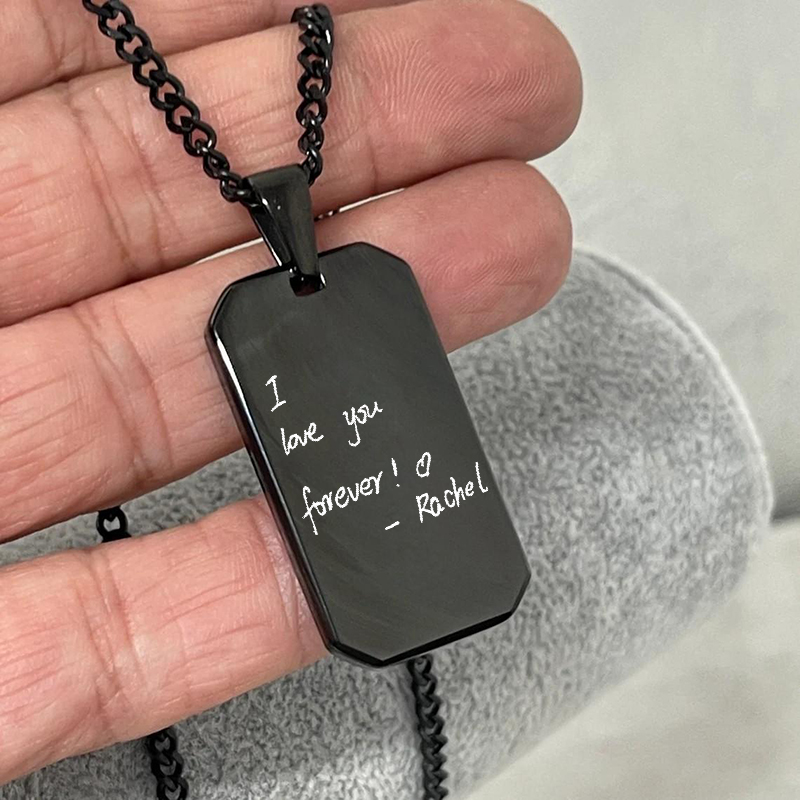 Personalized Dog Tag Necklace Customized Handwritten Photo Warm Gift