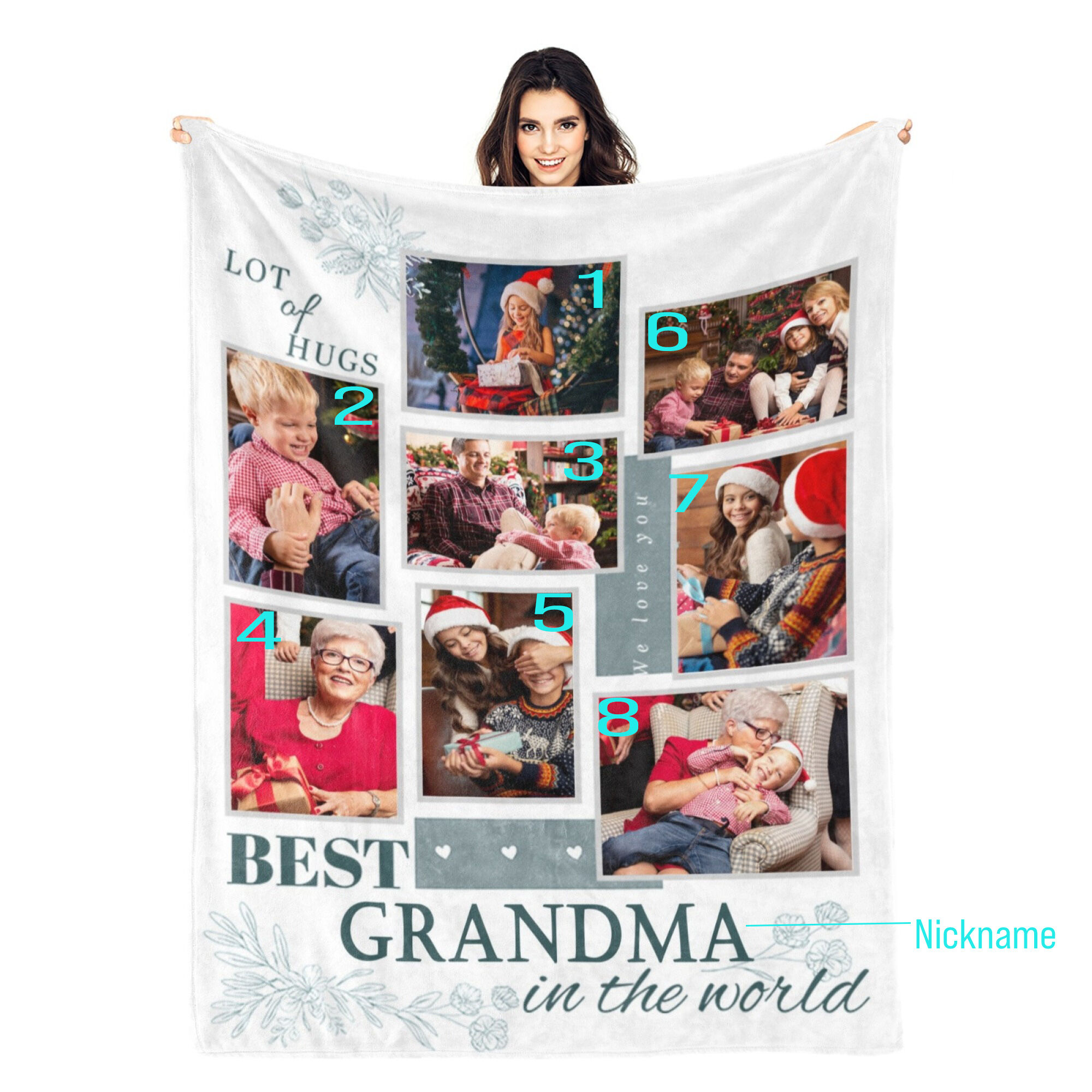 Personalized Photo Blanket with Leaves Pattern Simple Gift for Family