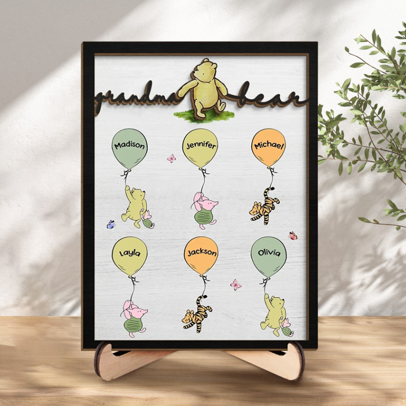 Personalized Frame Grandma Bear Custom Kids Name Cute Pattern Design Attractive Mother's Day Gift