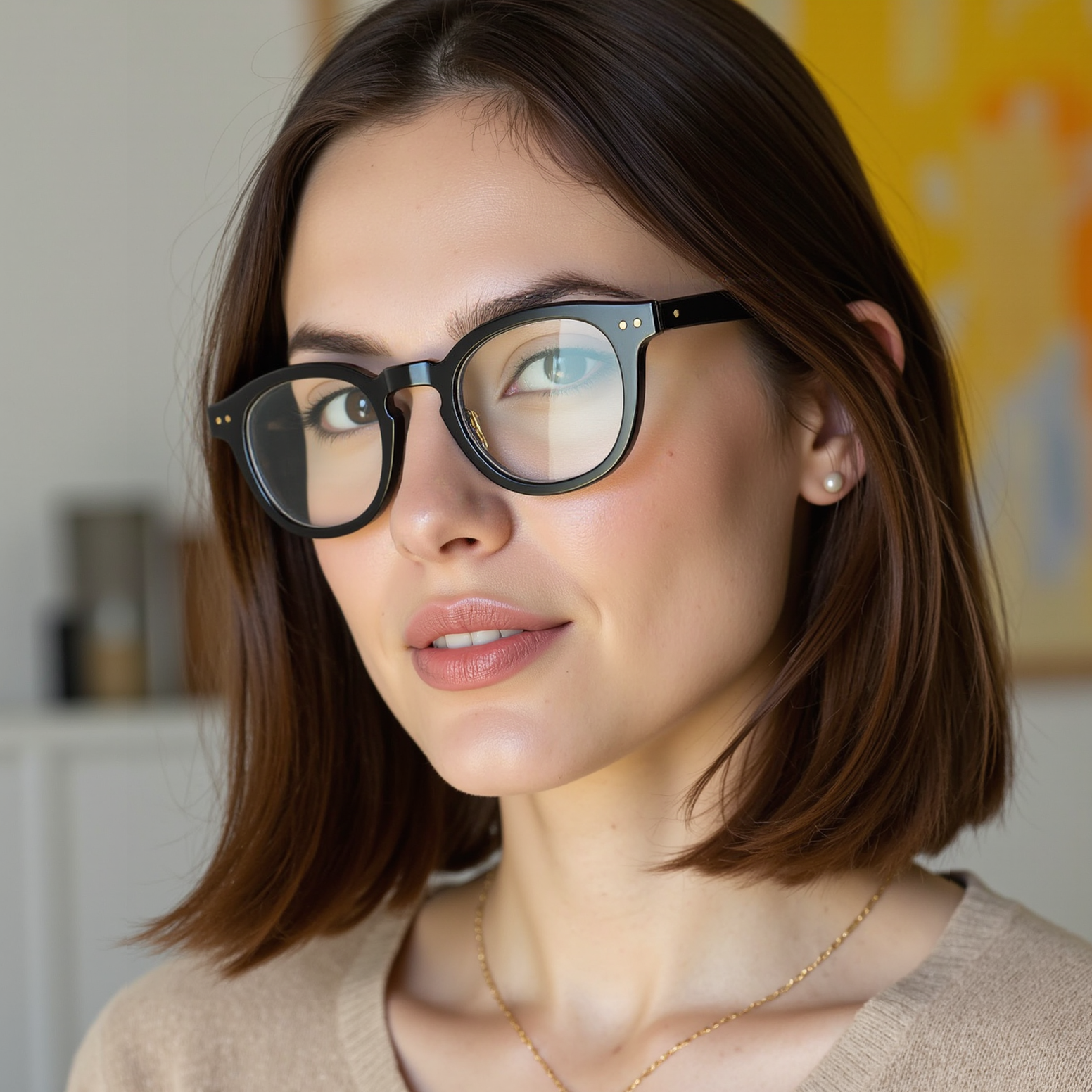 Burnell Quadratische Schwarze Brille