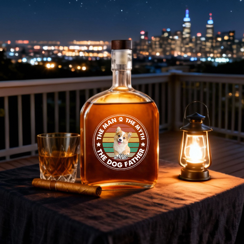 Whiskyflaska med personlig bild och eget namn Vacker present till djurälskare