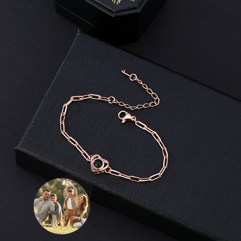 ハート 投影 写真 写真入れ ブレスレット オーダーメイド