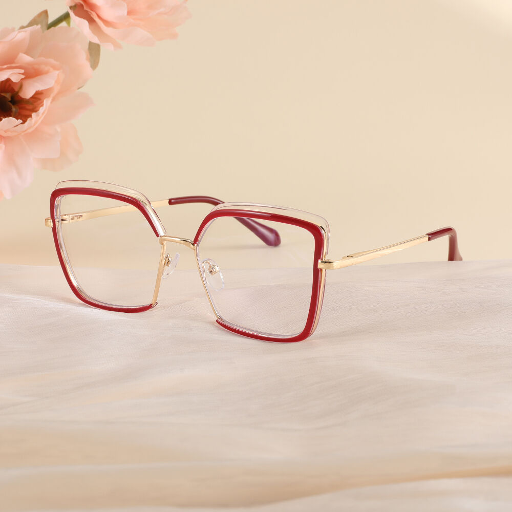 Deborah Geometric Red Glasses
