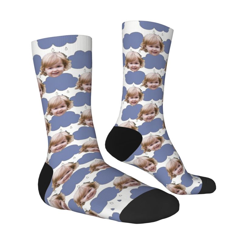 Customized Face Socks 3D Printed with Photos of Kids Gift for Mom