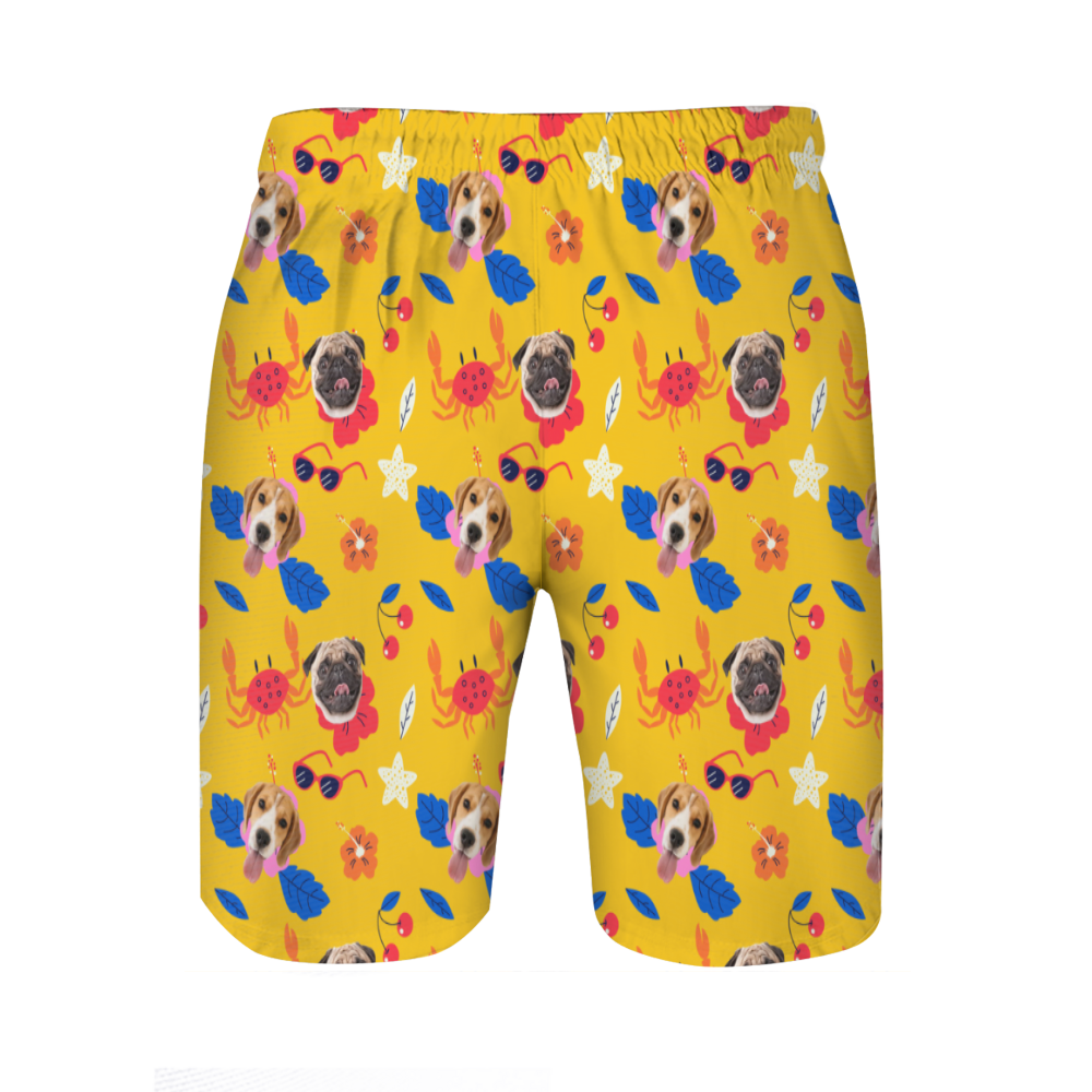 メンズ ビーチ ハーフパンツ 顔 写真 イラスト 似顔絵 オーダー ポリエステル