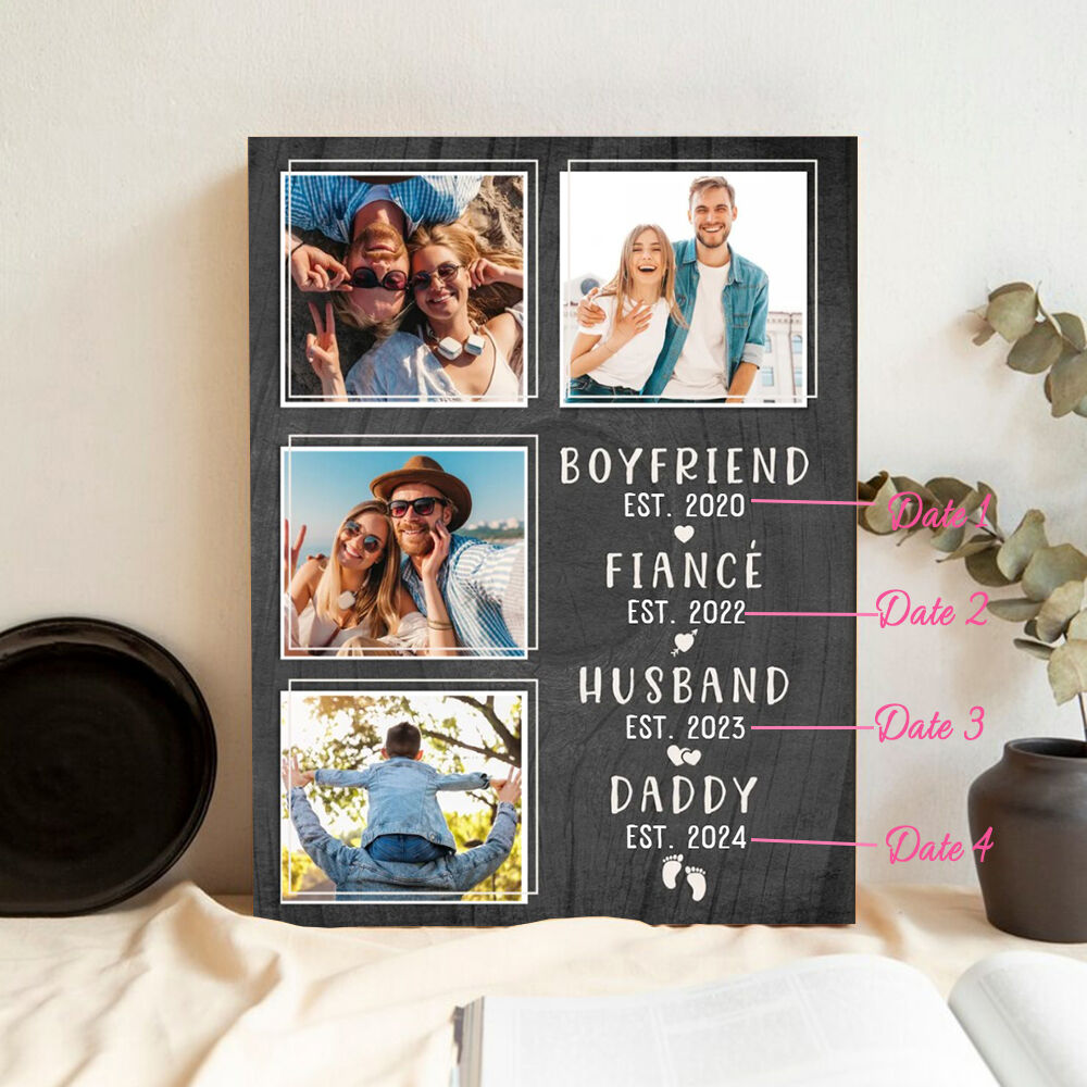 Personalized Picture Canvas Wall Art with Footprint Pattern Interesting Gift for Your Husband