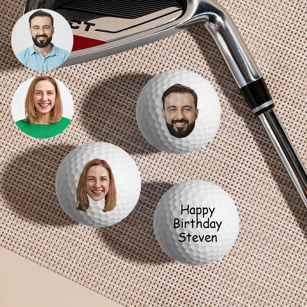 Personalized Golf Ball Set of 3 Customized Couple Photo and Vow Gift for Valentine's Day