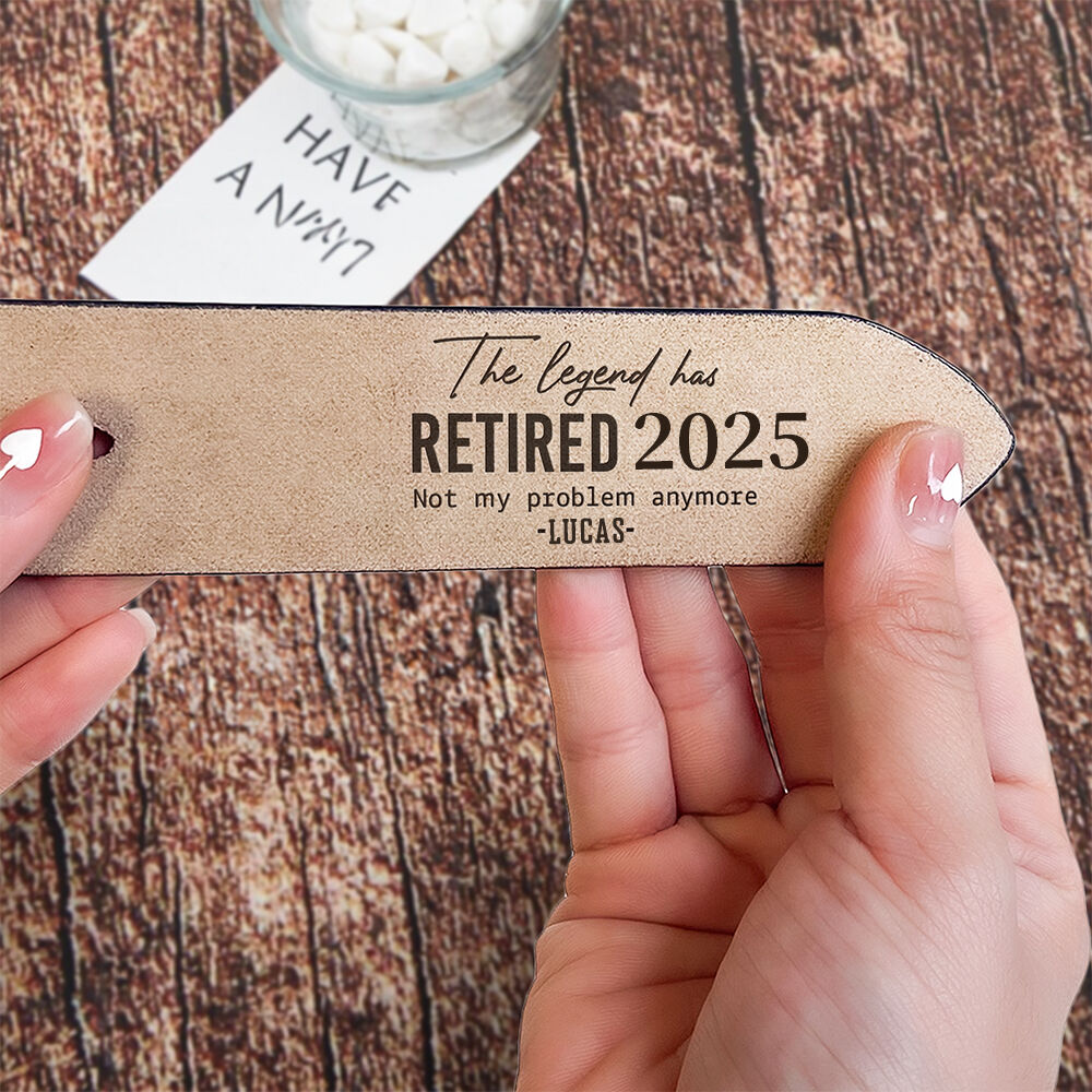 Personalized Engraved Belt with Custom Name as a Retirement Gift for Men