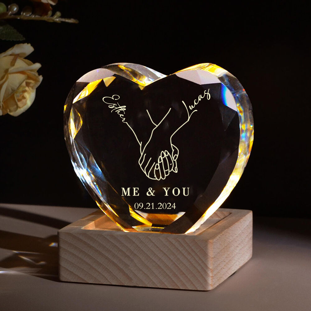 Personalized Engraved Crystal Ornament with Custom Names Couple Gifts for Anniversary