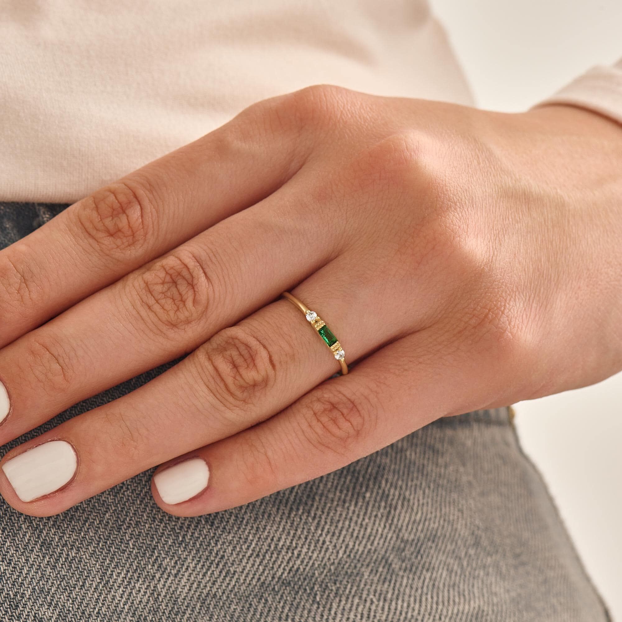 Personalized Square Birthstone Ring Beautiful Gift for Mom