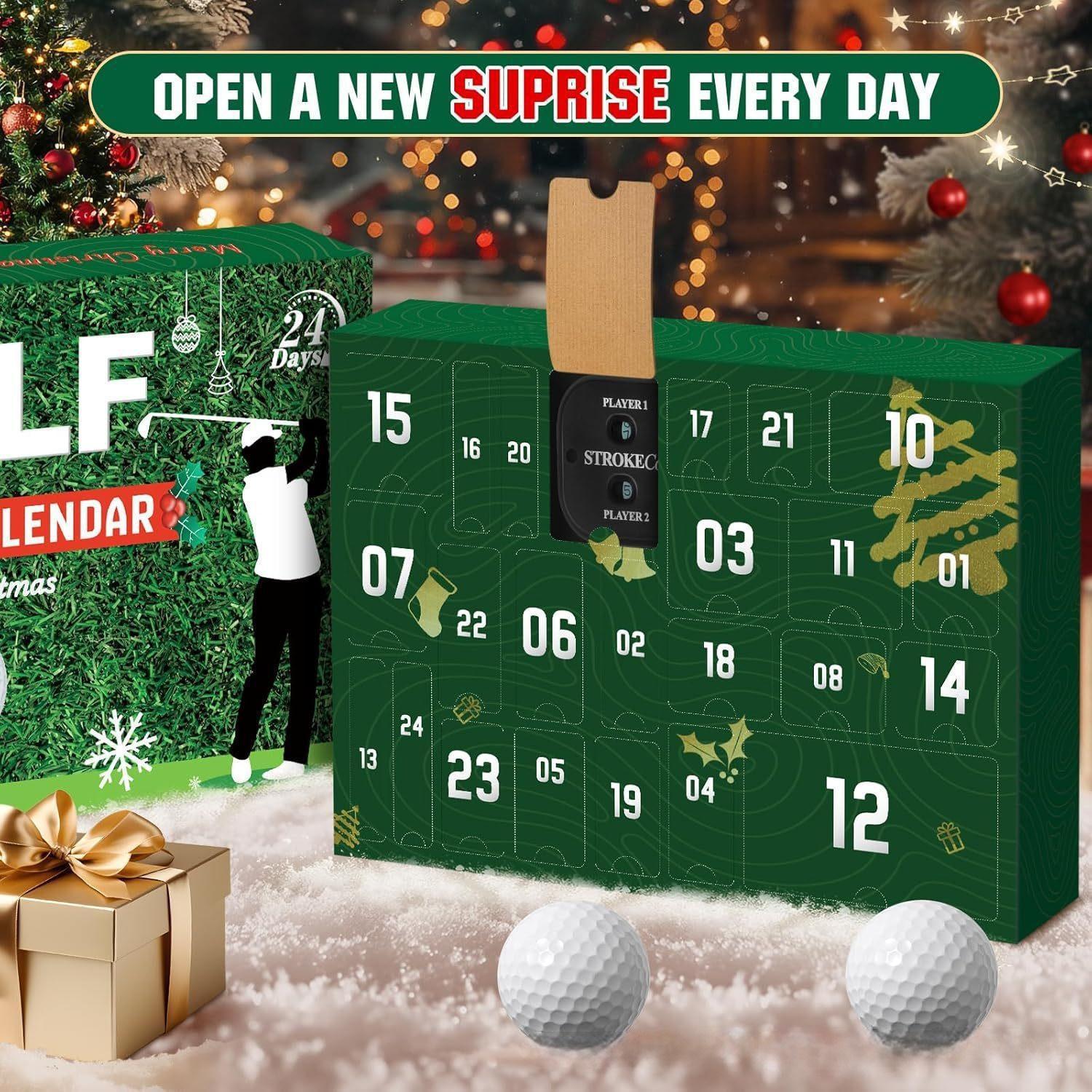 Calendario de Adviento de Herramientas de Golf, Caja Sorpresa de Regalos de Navidad para Aficionados al Golf