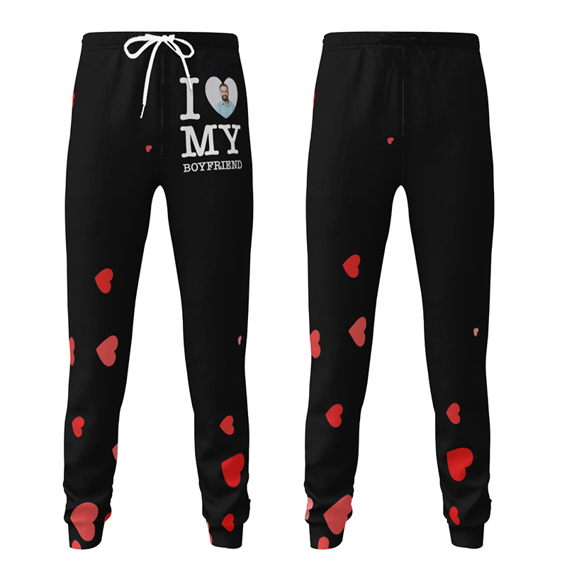 Pantaloni della tuta unisex personalizzati con foto personalizzata e scritta regalo romantico per lei e il suo amante