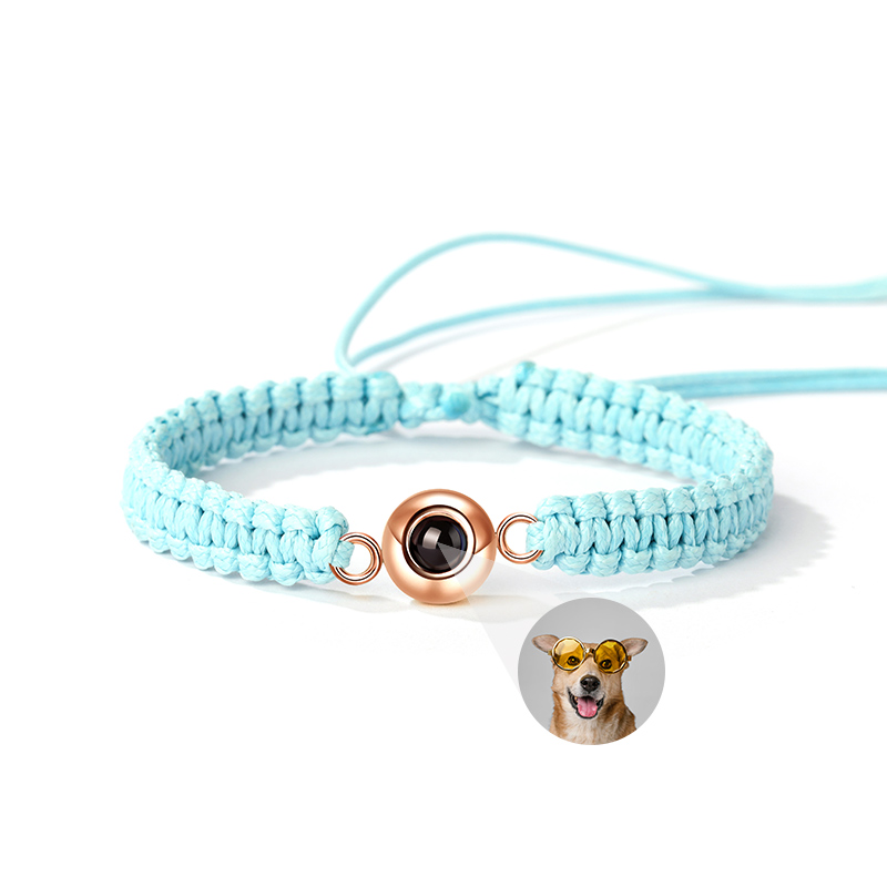 プロジェクション ペット 犬 猫 写真 写真入れ 組紐 ブレスレット チタンスチール