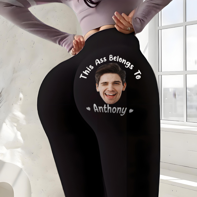Leggings personalizzati Questo appartiene a te Foto personalizzata Design divertente Regalo per la moglie innamorata