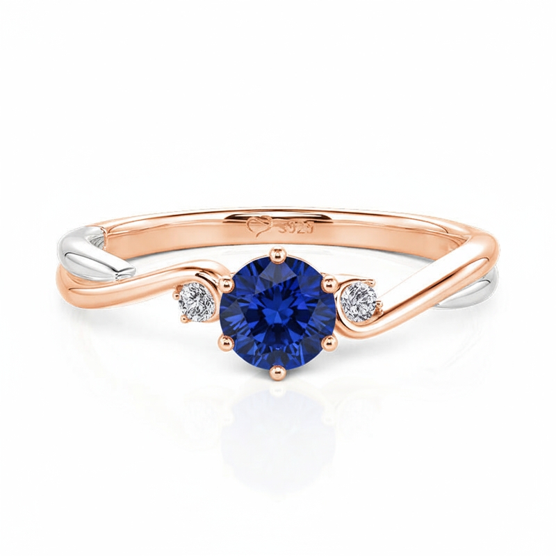 Jeulia Two Tone Three Stone Custom Birthstone Twist Ring