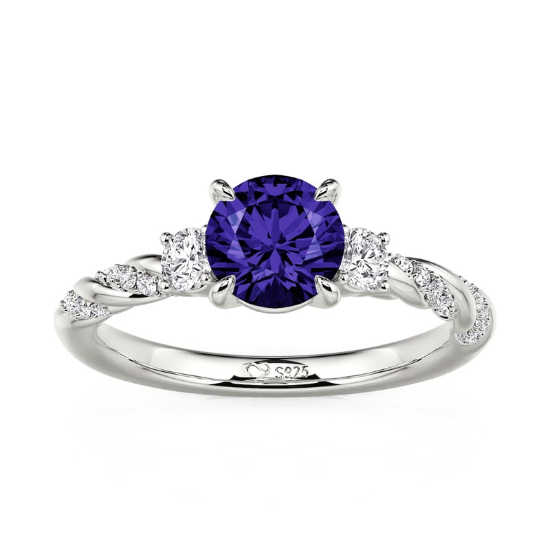 Jeulia Custom Three Stone Twisted Birthstone Engagement Ring