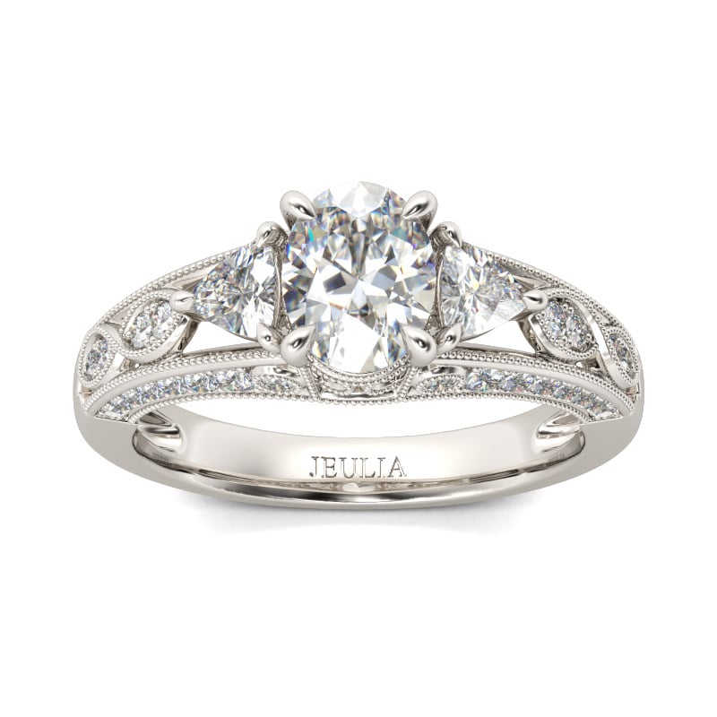 Jeulia Vintage Milgrain Oval Cut Sterling Silver Ring
