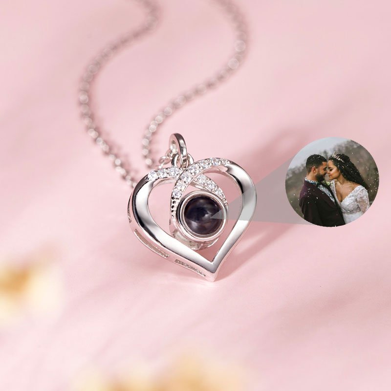 Personalized Photo Projection Necklace -Heart Love