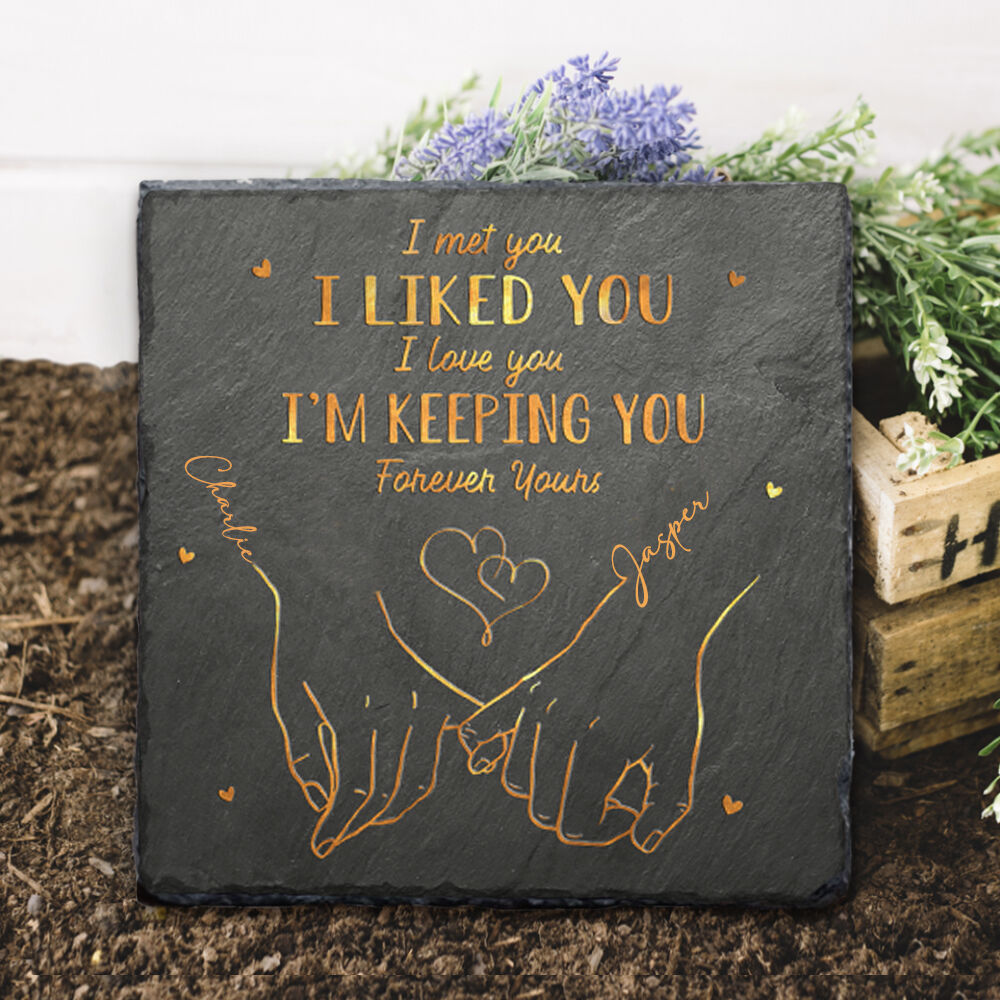 Personalized Square Shaped Stone Couple Anniversary Gift for Husband Wife