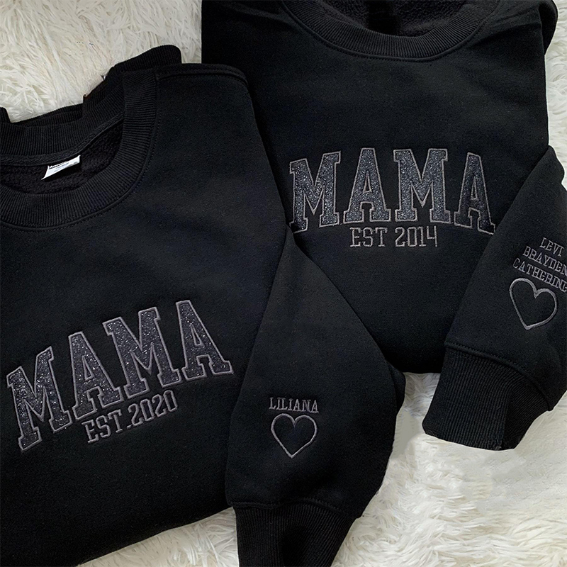 Gepersonaliseerd Sweatshirt Geborduurd Mamma met Custom Glitter Ontwerp Aantrekkelijk Moederdag Cadeau
