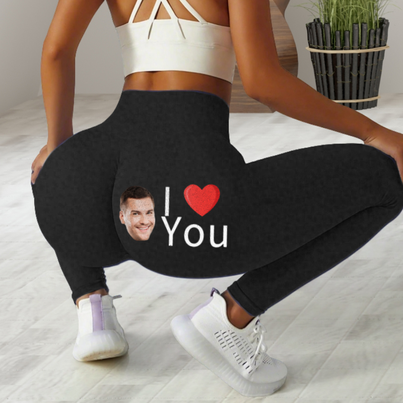 Leggings personalizzati Ti amo con foto personalizzata Cuore Design Regalo attraente per i suoi amanti
