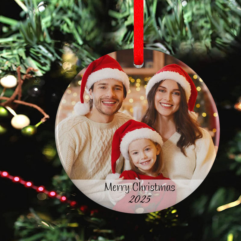 Decorazioni e Addobbi Albero di Natale Personalizzati con Foto della Famiglia e Cappello Babbo Natale