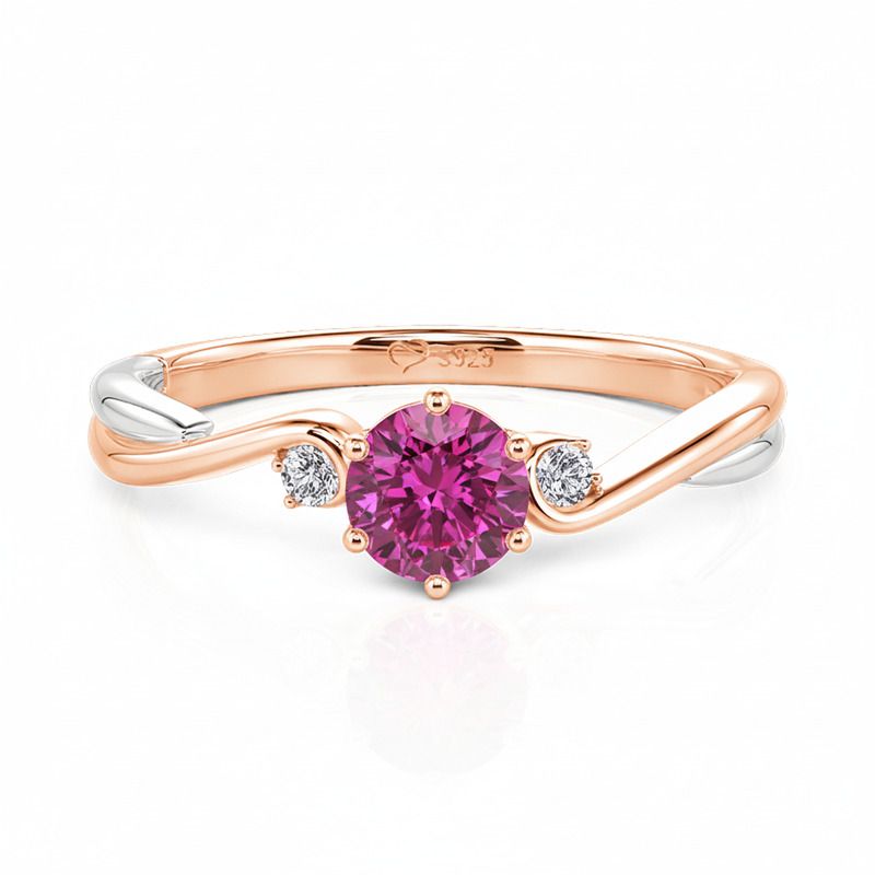 Jeulia Two Tone Three Stone Custom Birthstone Twist Ring