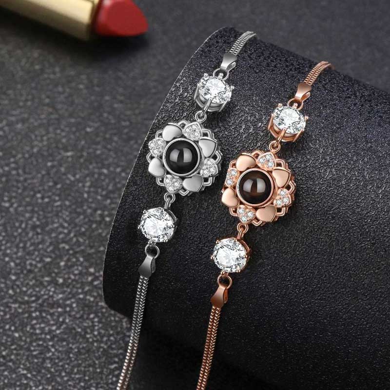 Personalisiertes Blumen Foto Projektion Armband Geschenk