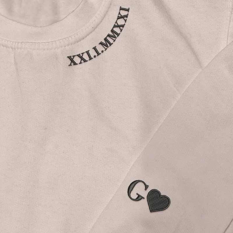 Personalized Hoodie Embroidered Roman Numeral Date and Initial Perfect for Couple's Anniversary