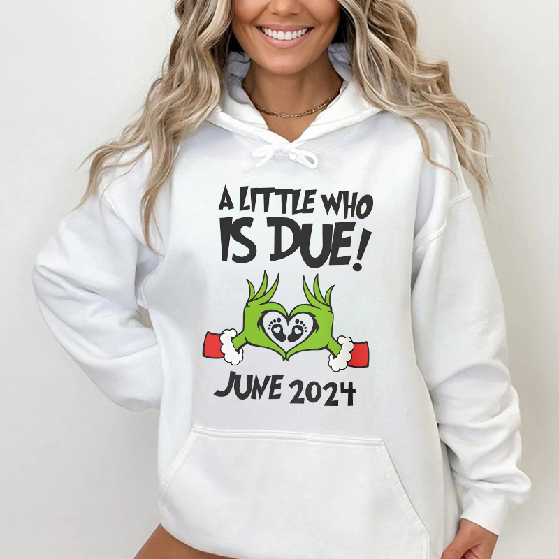 Personalized Hoodie A Little Who Is Due Pregnancy Announcement Creative Warm Gift for Her Mom